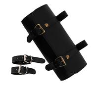 SEWOART Vintage PU Motorcycle Saddlebag Mini Hard Shell Side Bag for Motorbike Handlebar Rear Tail Water-Resistant Tool Pouch for Electric Scooters Bicycles Black Retro Style