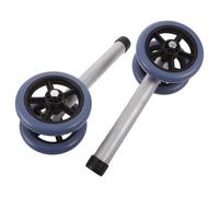 SEWOART Walker Mobility Wheels Replacement Pair, Aluminum Alloy Dual-Row Silent Swivel Caster Wheels 11.4x4.7x4.3cm for Elderly Walker Accessories and Repair Parts