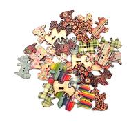 SEWOART Wooden Buttons for Crafting 50pcs Mixed Button Set Baby Large DIY Craft Supplies