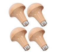 SEWOART Wooden Graver Handle 4Pcs Mushroom Shape Graver Handle Replacement for Metal Files and Screwdrivers Factory Repairs Woodworking Accessories