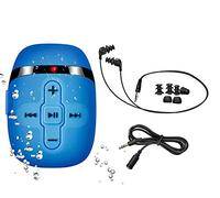 SEWOBYE Waterproof MP3 Player for Swimming, Waterproof Headphones with Short Cord, MP3 Swimming Waterproof Underwater 3m, Random Play Function (Blue) (Blu)