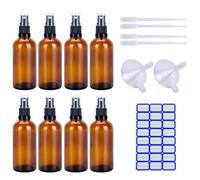 Sewokon 8pcs amber glass spray bottles 50ml travel bottle small brown empty atomiser for toiletries