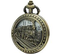 SEWOR Japan Quartz Movement Pocket Watch with Double Chain (Metal & Leather) (Train)