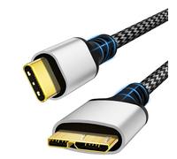 Sewowibo 10Gbps Micro B To USB C Cable,0.5m Nylon USB C To Micro B Cable,Usb 3.1,USB C Male To MicroB Male,External Hard Drive Cable Compatible With Toshiba,Seagate,WD,Galaxy S5/Note 3,HDD