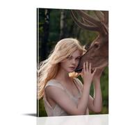 SEWQAFS Elle Fanning Poster Wall Apartment Or Home Bedroom Living Room Bathroom Office Wine Bar Art Decorative Painting Painting Poster20x30inch(50x75cm) Frame-style