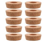 Sewroro 10 pack Hydroponic Vase Cork Lids 6.50cm Center Hole Plant Stoppers for Glass Jars and Planters Replacement Cork Lid for Propagation Stem Insertion and Root Growth