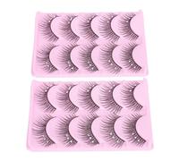 Sewroro 10 X Pairs Decorative Fake Eyelashes with Diamonds Natural Realistic Artificial Fiber Makeup Lashes Easy to Use Black for Daily Makeup Use and Stage