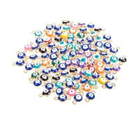 Sewroro 100pcs DIY Evil Eye Necklace Charms Pendants Mixed Color Jewelry Crafting Kit for Bracelets Keychains Protective Handmade Accessories