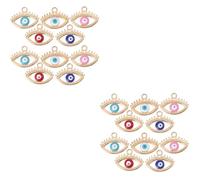 Sewroro 100pcs Evil Eye Alloy Pendants DIY Jewelry Making Charms Hollow Mystic Eye Shaped Pendants for Bracelets Necklaces Craft Supplies Blue Light Blue White Red Pink