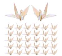 Sewroro 100PCS Handmade Origami Cranes Pearlescent White Paper Cranes for Wedding Party Background Decor Instant Setup for Outdoor Events Elegant Aesthetic