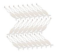 Sewroro 100pcs Natural Fish Shape Wood Cutouts for Crafts Unfinished Blank Wooden Ornaments with Twine for DIY Painting Party Decorations Home Decor Creative Holiday and Gathering Supplies