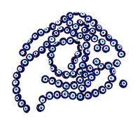 Sewroro 100pcs Turkish Glass Blue Eye Beads Double Sided Flat Round Pendants for DIY Jewelry Making Artificial Evil Eye Decorative Glass Beads for Bracelets and Necklaces Craft