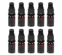 Sewroro 10Ml Brown Glass Pressing Sub Bottles for Essential Oils and Cosmetics, 10pcs Refillable Small Pump Bottles for Body Lotion and Cream Storage, Multipurpose Portable Containers for