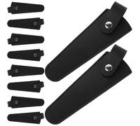 Sewroro 10Pcs Black Leather Shear Cases for Barber Hairdressing Scissors, Stylist Tool Box Organizer, Pruning Shears Pouch with Hanging Loop for Salon and Garden Use
