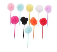 Sewroro 10pcs Creative Plush Pen Office Stationery Colorful Pom Pom Ballpoint Pens Fluffy Ballpoint Novelty for Novelty Writing Plastic