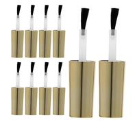 Sewroro 10pcs Replacement Caps for Nail Polish Bottle with Brush Reusable Plastic Artificial Fiber Easy to Carry Golden Colour for Homes and Beauty Shops