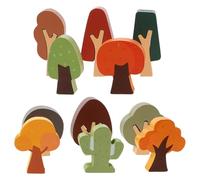 Sewroro 11pcs Wooden Train Track Trees Set 5 Painted Yellow-green Miniature Craft Trees Scenic Accessories for Model Railways and Educational DIY Play