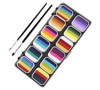 Sewroro 12-color Assorted Pigment Powder Face Paint Kit with Separate Compartments, Easy to Store and Safe Body Paint Set for Festival and Painting Teaching