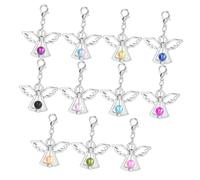 Sewroro 12pcs Angel Wing Pendant Set with Lobster Claw Clasp, Multi-Color DIY Jewelry Charms for Wedding, Party, and Craft Accessories
