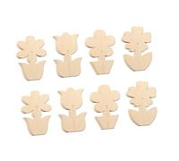 Sewroro 12pcs DIY Flower Wood Slices with Stems Unfinished Blank Floral Cutouts for Spring Home Craft Decor Party Centerpieces Wedding Table Signs Versatile Rustic Wood Ornaments