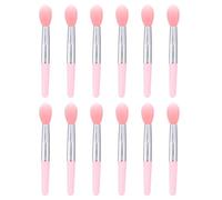 Sewroro 12pcs Mini Silicone Lip Balm Brush Set Red amp; Pink Handles Portable Lipstick Applicator for Precise Makeup and Lip Mask Application for Travel
