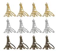 Sewroro 12pcs Retro Keyring Eiffel Tower Keychain, Mini Keychain Pendant Decorations, French Souvenirs Keychains Adornment