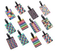 Sewroro 12pcs Rubber Luggage Tags Travel Baggage Id Labels with Writable Card for Easy Suitcase Identification and Privacy Protection