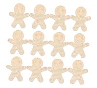 Sewroro 12pcs Wooden Gingerbread Men Ornaments DIY Cross Stitch Blanks Rustic Wood Plaque Tags for Christmas Crafts Party Decorations Fade Resistant Finish