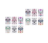 Sewroro 12sheets Halloween Temporary Face Stickers for Day Dead Makeup Masquerade Party Face Glitter Decals Unique Designs for Costume and Festival Use