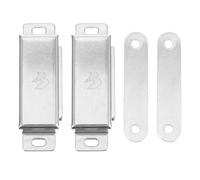Sewroro 2 Pcs Magnetic Door Catch, Pull Wardrobe Catches, Stainless Steel, Silver, Single Magnet, with Steel Mounting Screws, for Cupboard and Closet, Kitchen and Bathrooms