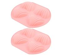 Sewroro 2 Pcs Nonstick Heart-Shaped Cake Mold Pan Set 4-Cavity Silicone Baking Molds for Oven Baking Pink Suitable for Cupcake and Madeleine at Home
