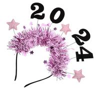 Sewroro 2024 New Year Headband with Glitter Star Design, Holiday Party Hair Accessory for Women and Adults, Rose Red Sequin Headpiece for Lunar New Year Celebration