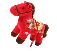 Sewroro 2026 Chinese Zodiac Horse Plush Mascot Pendant 20Cm Red Dragon Design Soft Stuffed Animal Keychain Hanging Ornament for Spring Festival Home Decoration