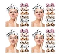 Sewroro 24pcs Leopard Print Coral Fleece Headbands with Bowknot Soft Spa Face Wash Hairbands for Women and Cute Makeup and Skincare Accessories in Coffee Pink Yellow White and Beige