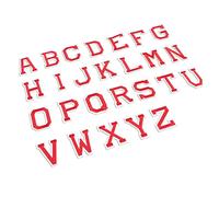 Sewroro 26pcs Red English Letter Embroidered Adhesive Patches DIY Alphabet Cloth Stickers for Clothes Hats Jeans Backpacks Applique Repair and Decoration
