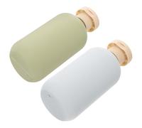 Sewroro 2Pcs 200Ml Refillable Travel Bottles for Shampoo and Conditioner, Avocado Tone Flip-Top Caps, Leakproof Toiletries Containers for Personal Care
