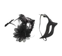 Sewroro 2pcs Black Half Face Venetian Couple Masquerade Masks Set