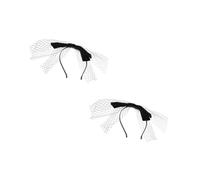 Sewroro 2pcs Black Knotted Bow Headbands Non-slip Wide Mesh Hairbands French Vintage Velvet Style for High Crown Top Hair Hoop Accessories