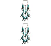Sewroro 2pcs Bohemian Plume Headband for Women Festival Wear Tribal Style Hair Accessory Blue Boho Ethnic Headdress for Hippie