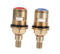 Sewroro 2pcs Ceramic Disc Tap Valves Replacement Copper Faucet Valves for Hot Cold Water Mixer Taps Dual Handle Kitchen Bathroom Basin Cartridge with Red for Easy Installation and Drip