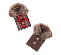 Sewroro 2pcs Christmas Wine Bottle Cover Set with Red Plaid and Gray Burlap Decorative Holiday Wine Bottle Bags with Bow and Faux Fur Trim for Party