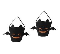Sewroro 2pcs Cotton Halloween Hand Basket Goody Bags Portable Foldable Canvas Candy Bags for Haunted House Party Random Color