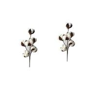 Sewroro 2pcs Cotton Stems Cotton Boll Artificial Flowers Natural Look for Home Wedding DIY Floral Arrangements Rustic Tabletop Vase Display