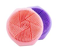 Sewroro 2Pcs Dual-Sided Soft Silicone Shower Scrubber for Body and Scalp, Exfoliating Bath Brush with Soft Bristles for Men and Women, Silicone Back Scrubbing Brush for Sensitive Skin,