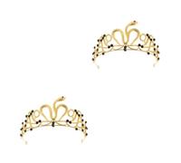 Sewroro 2pcs Egyptian Snake Rhinestone Headband Golden Crown for Bride Queen Halloween Costume Bridal Wedding Party Jewelry