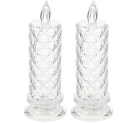 Sewroro 2pcs Electronic Candle Light Flameless LED Simulation Candle Lamp Small Night Light for Dining Bedroom Decorative Use