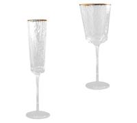 Sewroro 2pcs European Style Hammered Crystal Wine Glasses with Gold Rim Small Capacity Red Wine Goblets for Home Dining and Party Use