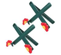 Sewroro 2pcs Foldable Floral Plastic Book Holder for Reading Desk and Kitchen Counter - Small Cookbook Stand Hands-Free Recipe Book Rest Red and Green Flower Design, Portable Tabletop