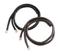 Sewroro 2Pcs French Style Leather Ponytail Bands Hair Ties Set Multi-Functional Braiding Hair Holder for Women Black Dark Coffee for Daily and Travel Use