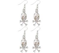 Sewroro 2pcs Glow Dark Halloween Skull Drop Dangle Earrings for Women Luminous Sky Blue Skeleton Jewelry